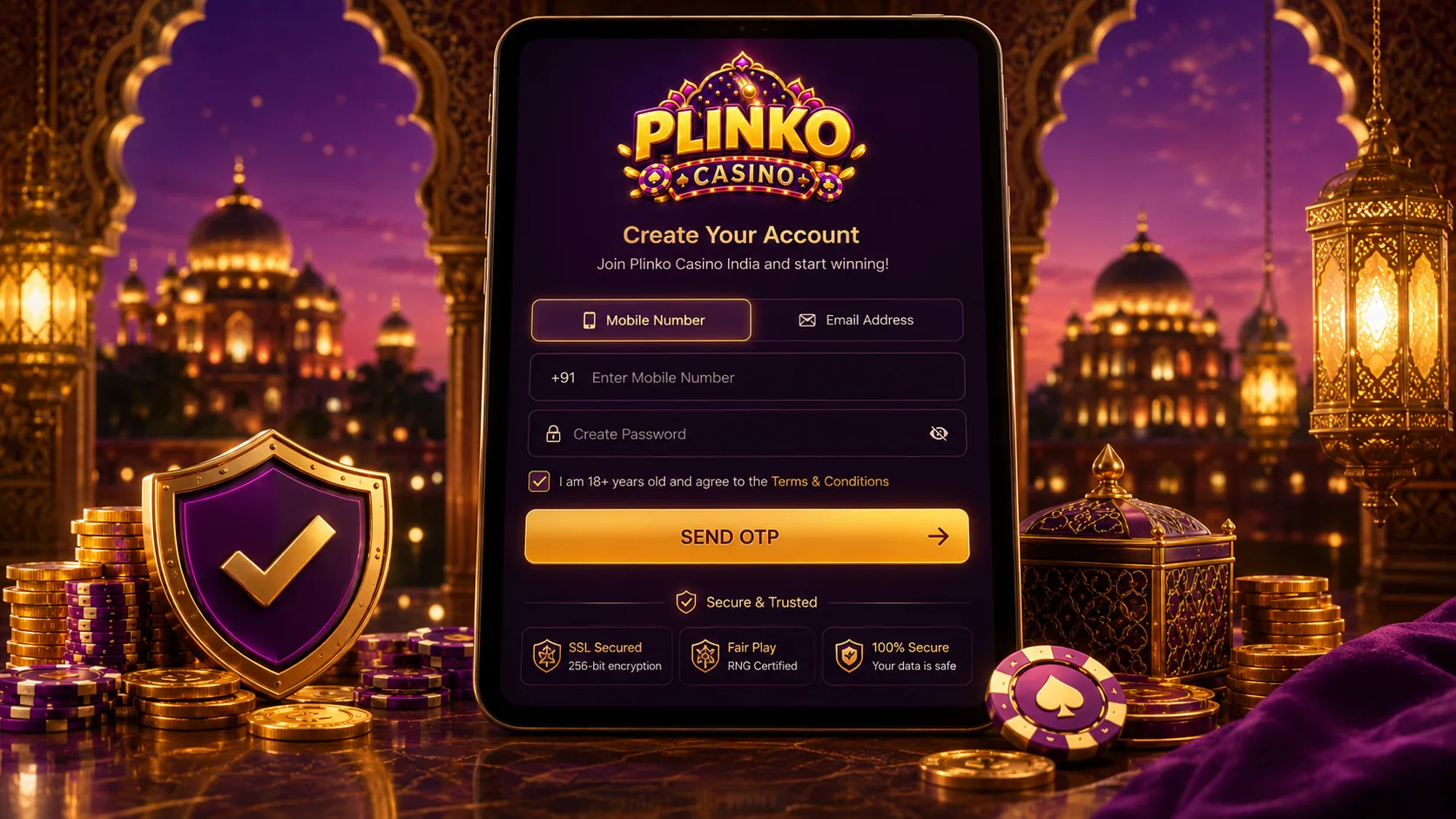 भारत में Plinko के लिए रजिस्ट्रेशन और अकाउंट क्रिएशन स्क्रीन